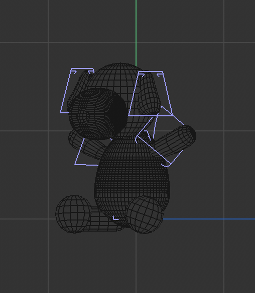 Bottom-right view showing ear length, placement, and arm tapering.