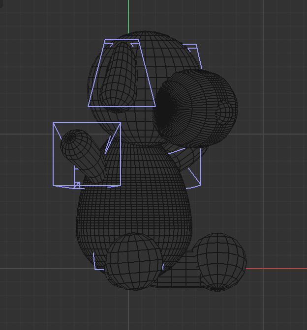Left side view highlighting nose protrusion, leg placement, and tapered ears.